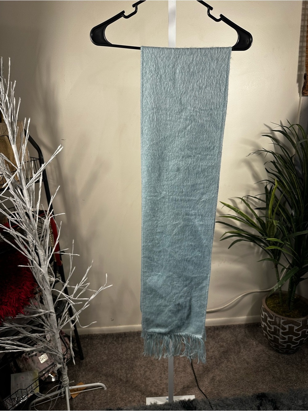C12. Alpaca Camargo 100% Baby Alpaca Scarf Light Blue Fringe Made in Peru”.